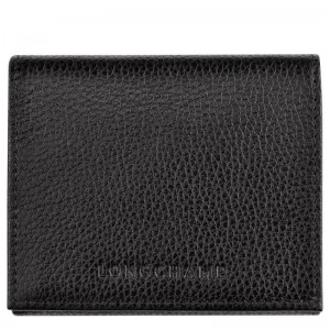 Longchamp Le Foulonné Erkek Bozuk Para Cüzdanı Siyah | 05764-SVGQ