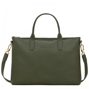 Longchamp Le Foulonné S Kadın Evrak Çantası Haki | 19476-PTMV