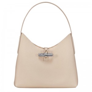 Longchamp Roseau M Kadın Hobo Çanta Beyaz | 84573-OACQ