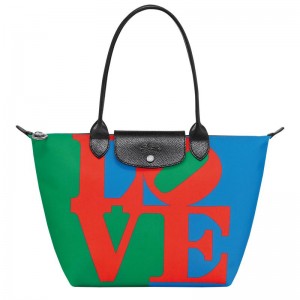 Longchamp x Robert Indiana M Kadın Tote Çanta Red/Navy | 46230-KTVP