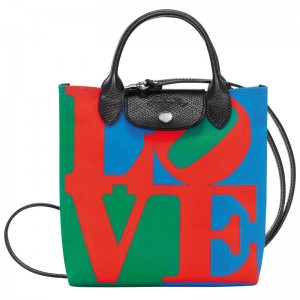 Longchamp x Robert Indiana XS Erkek Çapraz Askılı Çanta Red/Navy | 46351-ZPEU